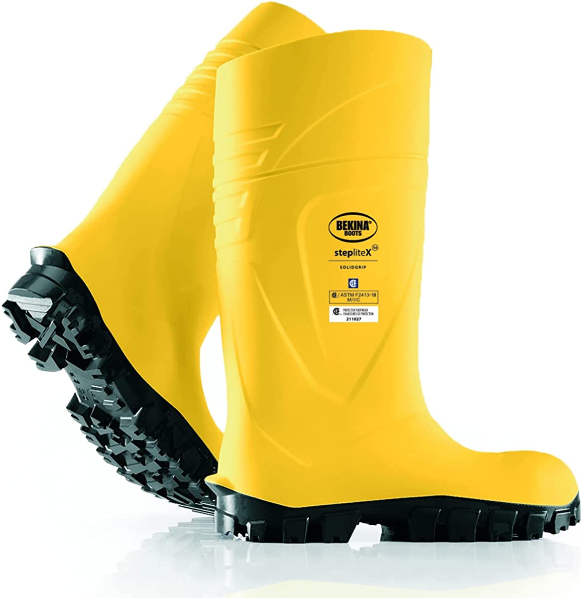 Steplitex Solidgrip S4 Metal Safety Toe Cap Work Boots in Yellow/Black from the side view