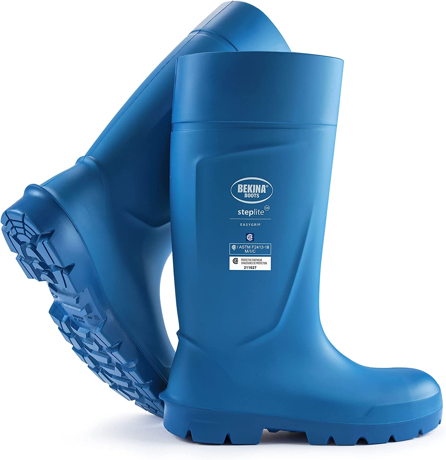Steplite Easygrip S4 Metal Safety Toe Cap Work Boots in Blue/Blue from the side view
