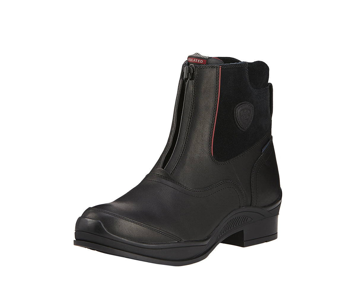 Men's Ariat Extreme Zip Waterproof Insulated Paddock Boot in Black from the front