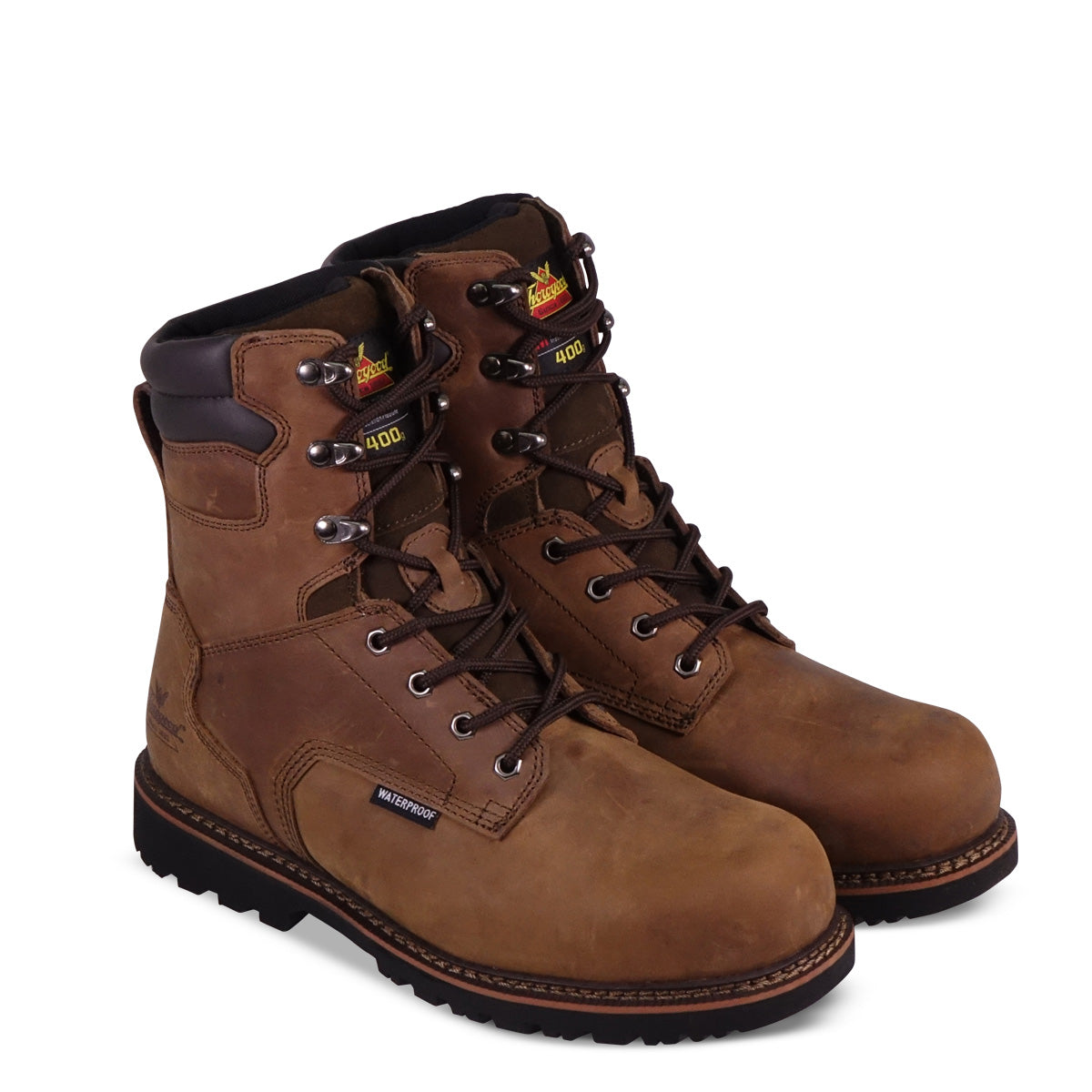 Thorogood 804-3238 Men's V-Series 8" 400g Insulated Waterproof Semi-oblique Composite Toe Work Boot in Brown Crazyhorse from the side