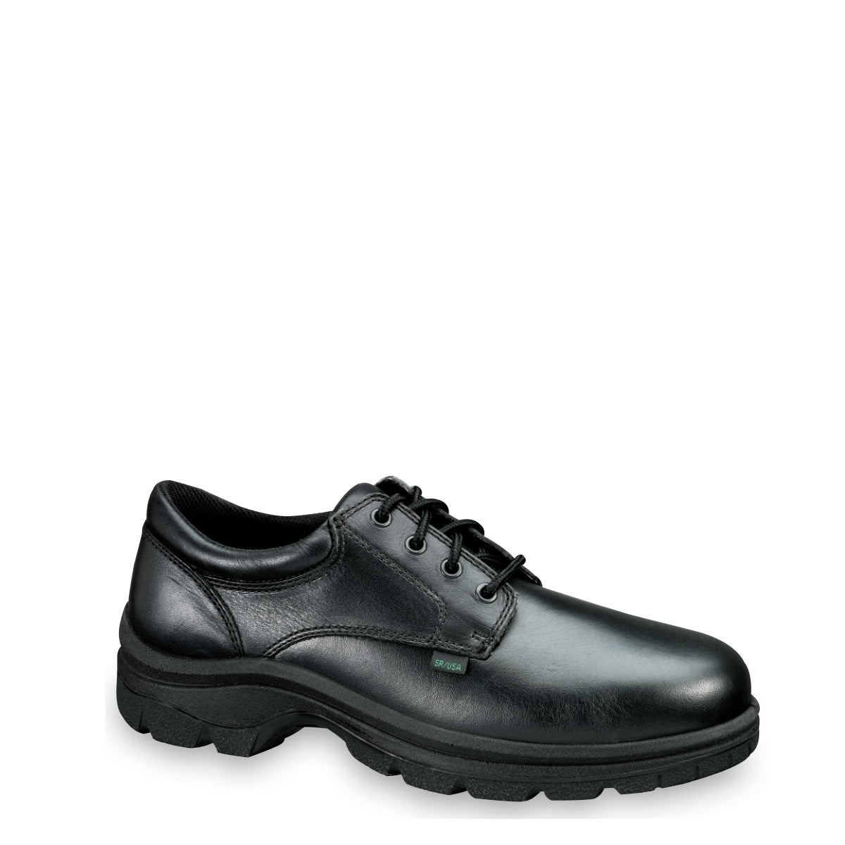 Thorogood 834-6905 Men's Plain Toe Oxford Uniform Shoe in Black from the side