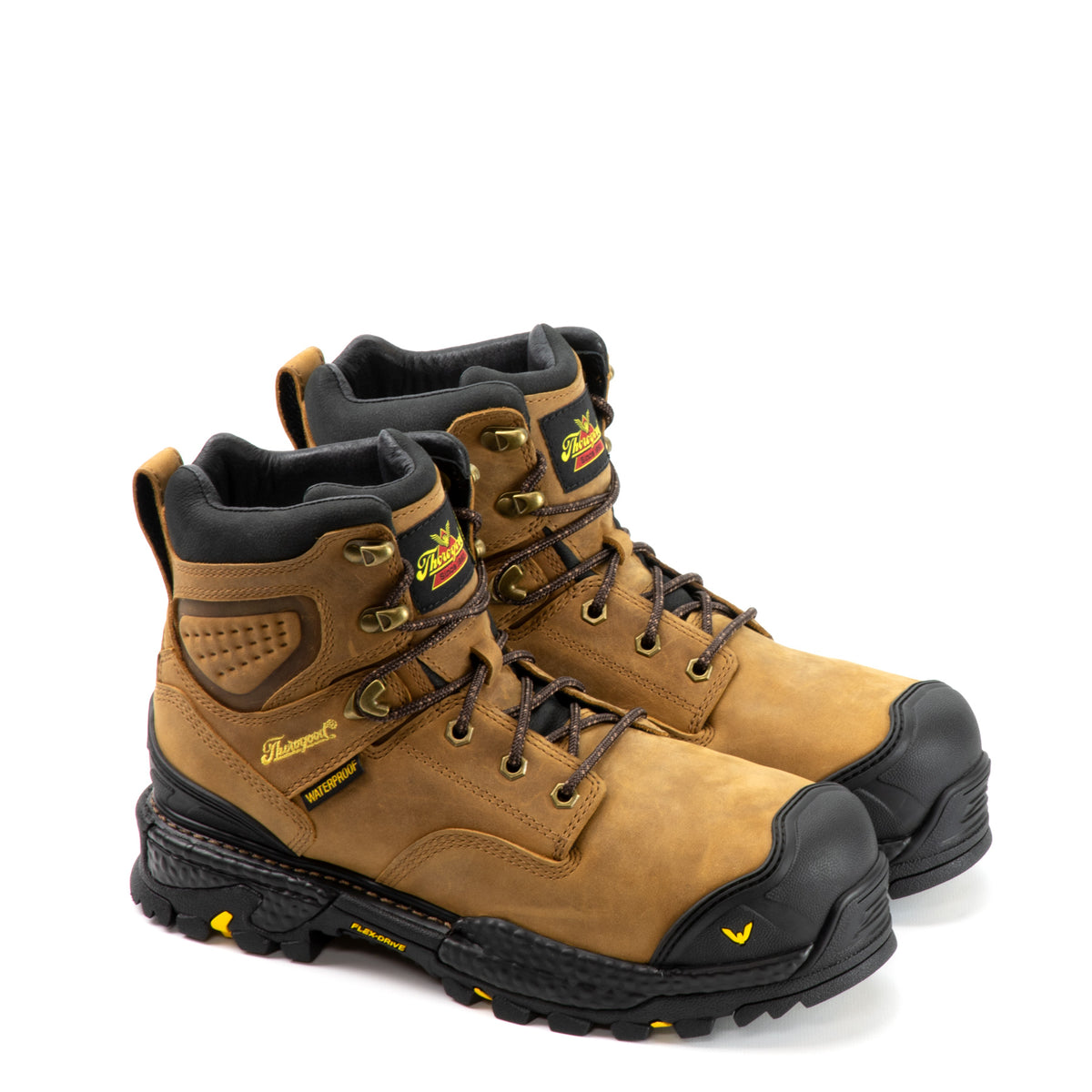 Thorogood Men\'s Black Work Boot with tan accents Thorogoods 6 main image 4
