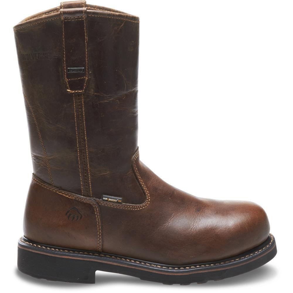 Men's Wolverine Brek Durashocks Waterproof Wellington Steel Toe EH Work Boot in Brown