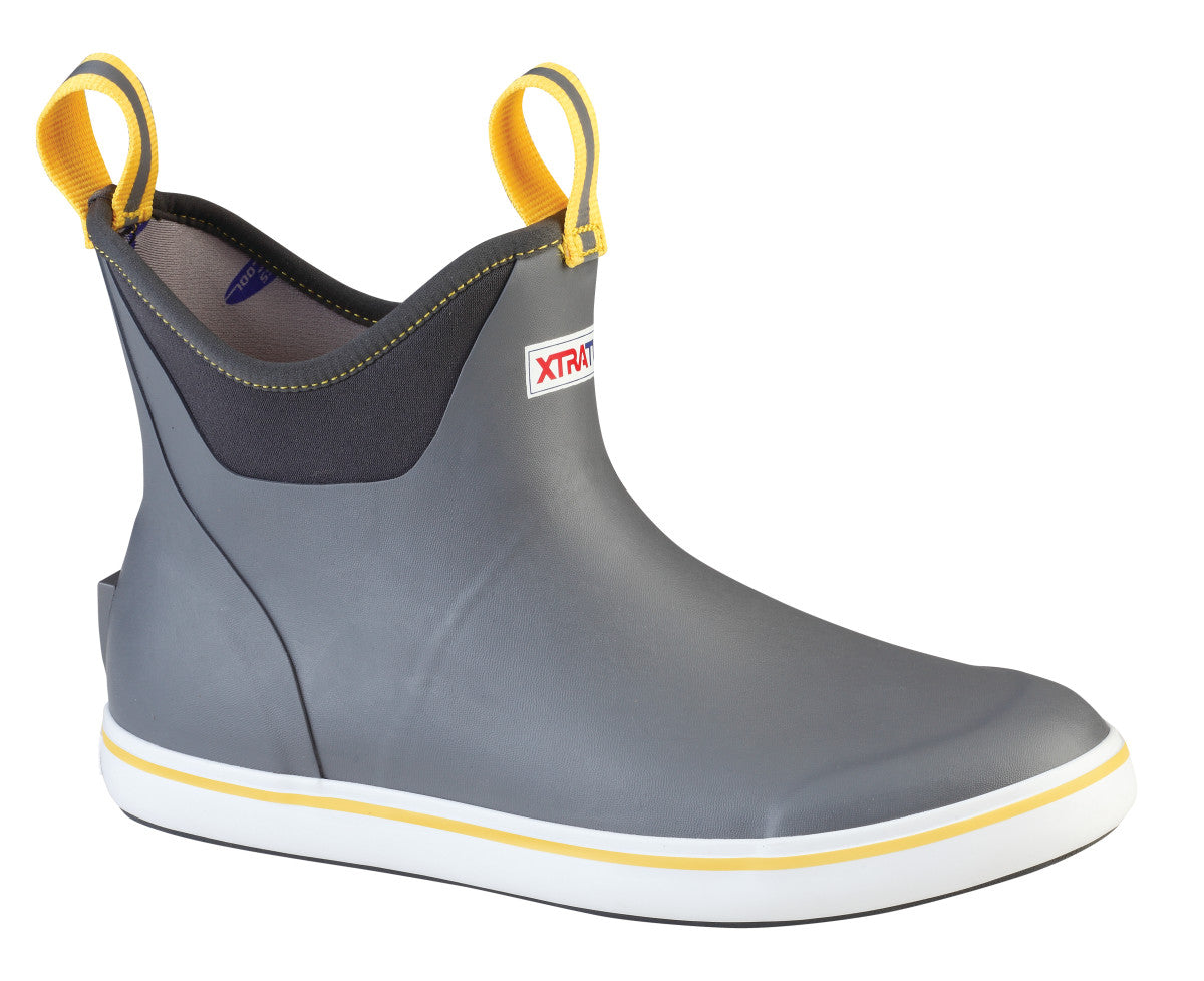 Men's Xtratuf 6" Ankle Deck Boot in Gray from the side