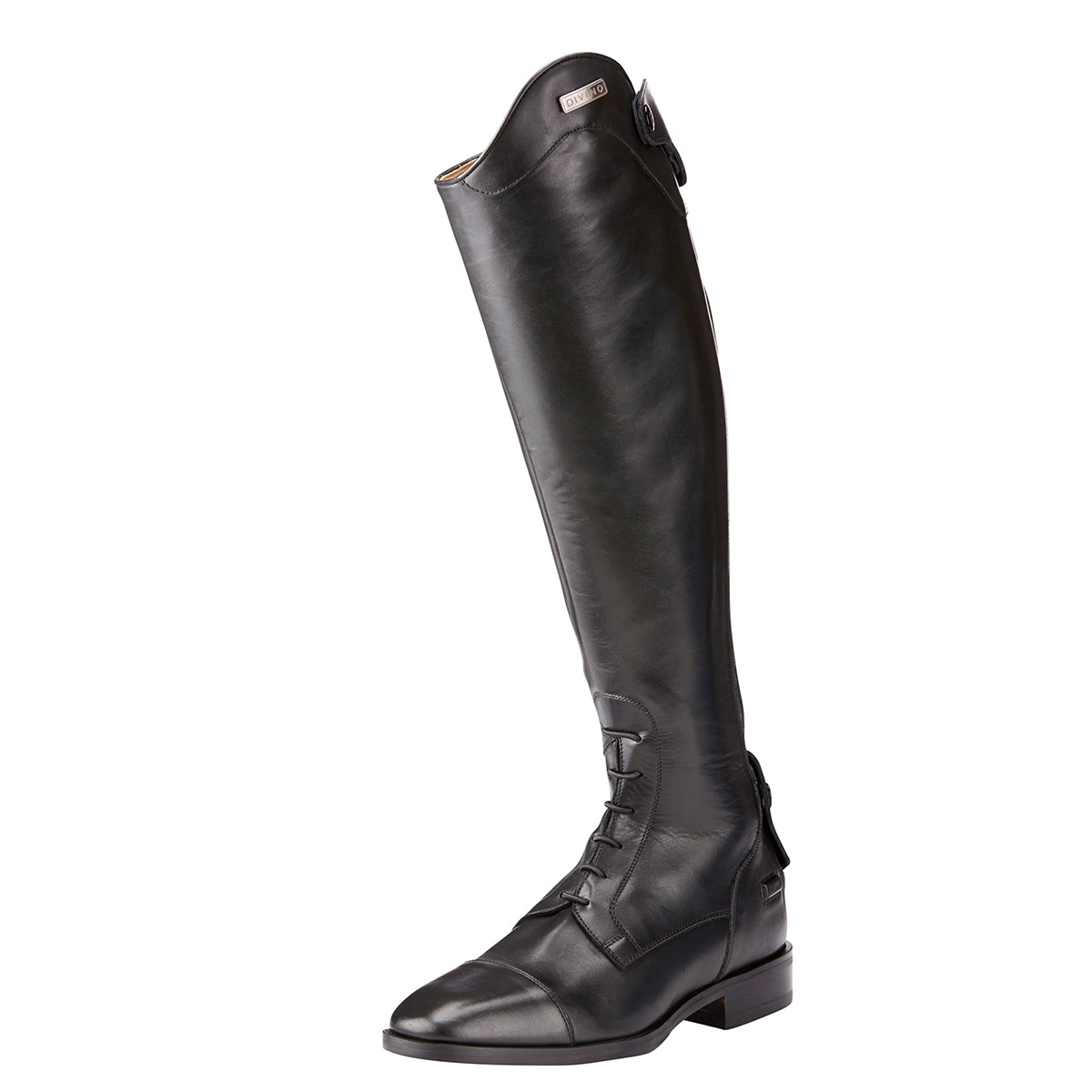Women's Ariat Divino Tall Riding Boot in Black Calf from the front