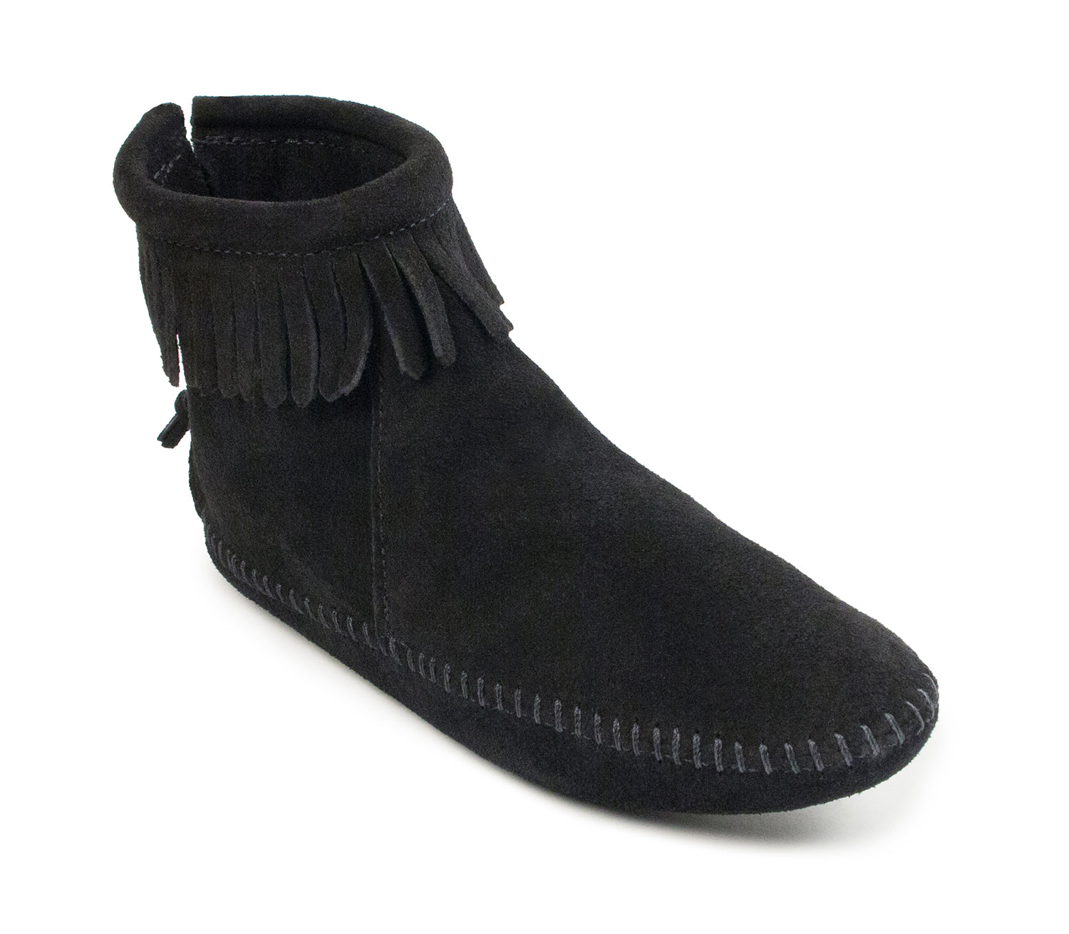 Back Zip Softsole Boot in Black from 3/4 Angle View