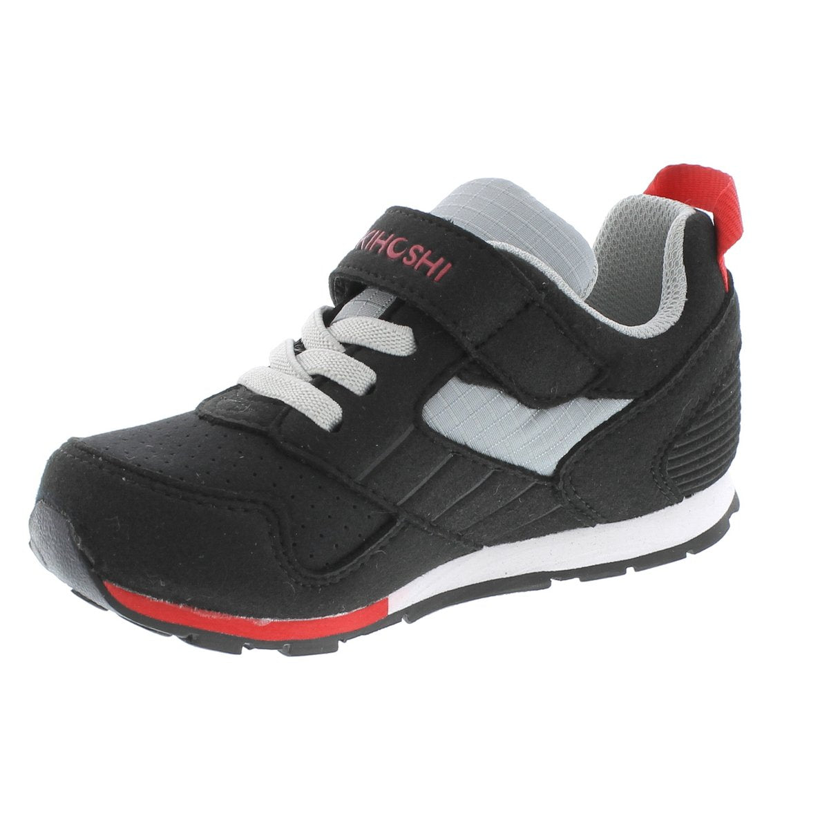Child Tsukihoshi Racer Sneaker in Black/Red from the front view