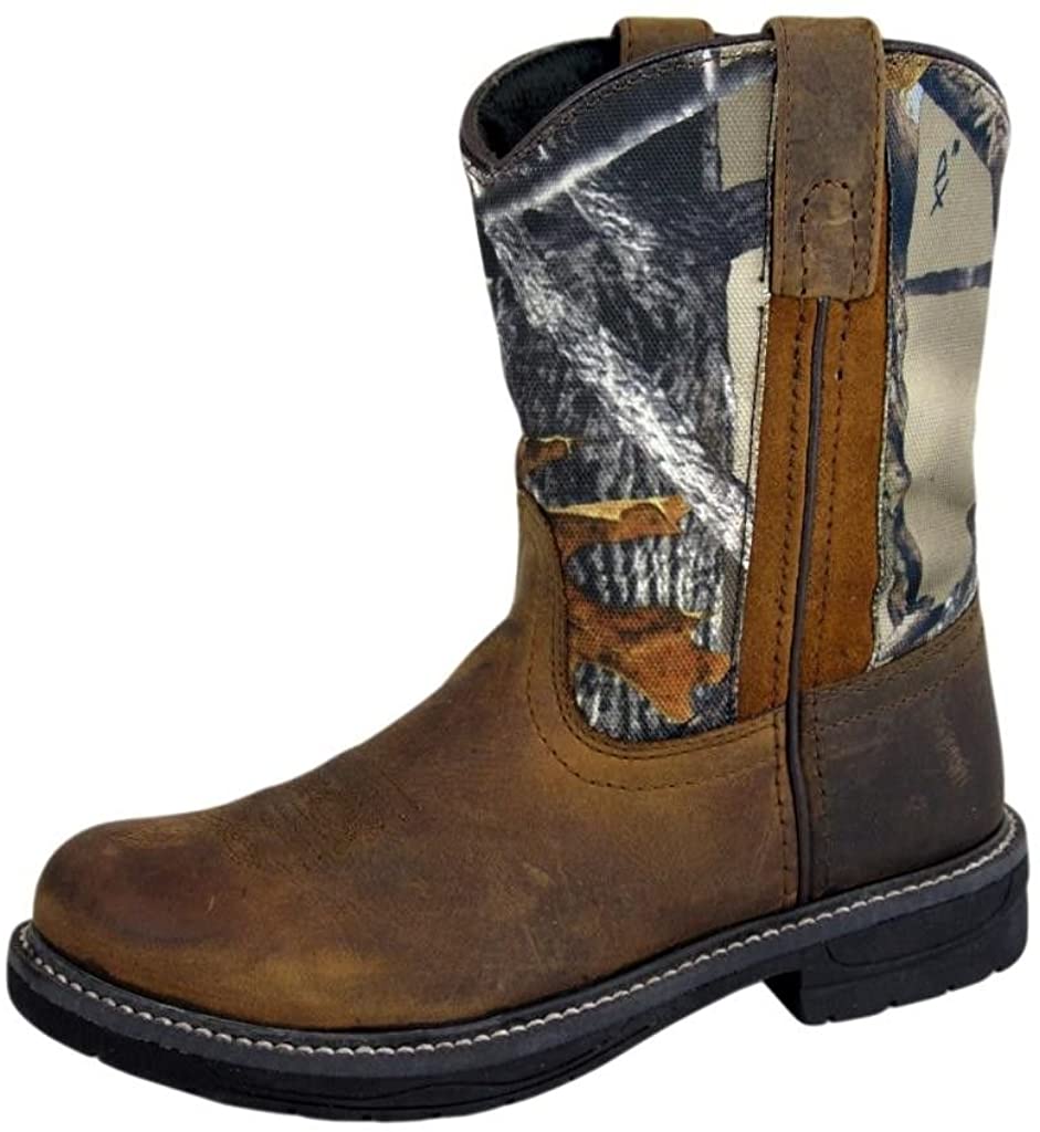Children's Smoky Mountain Buffalo Leather Boot in Brown Oil Distress/Camo