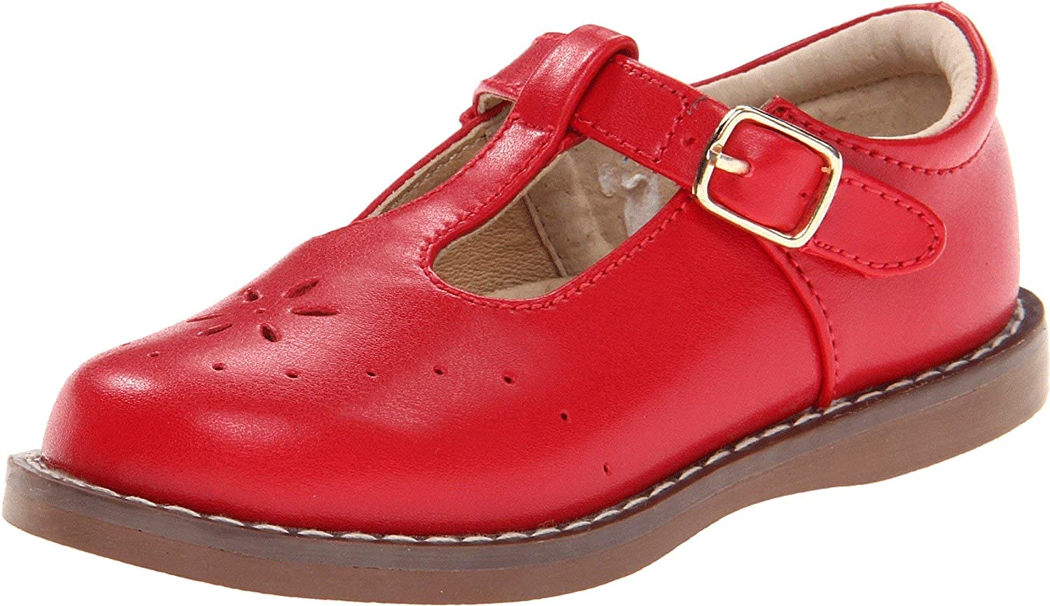 Girl's Footmates Sherry Youth Mary Jane (age 4-12 years) in Apple Red view from the front
