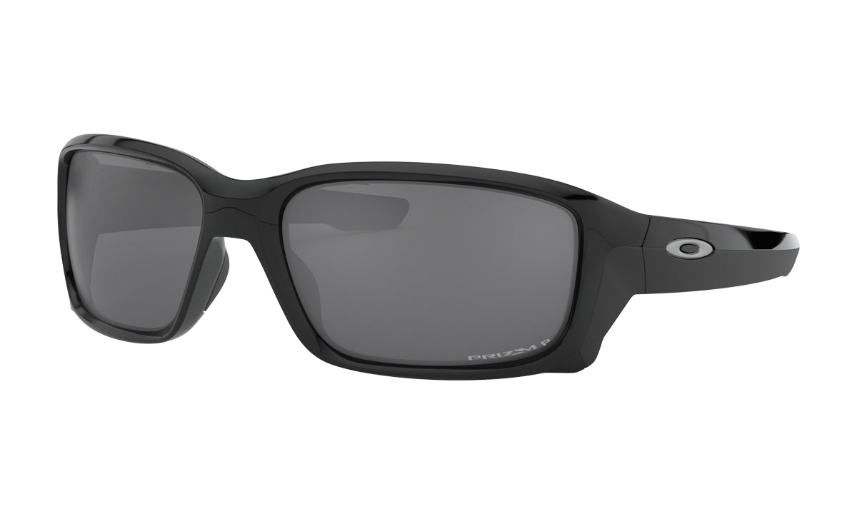 Men's Oakley Straightlink Sunglasses in Polished Black/Prizm Black Polarized from the front view