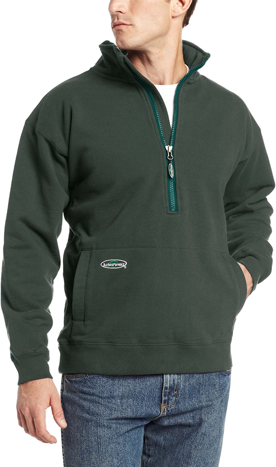 Arborwear Men's Double Thick 1/2 Zip Sweatshirt in Forest Green from the from