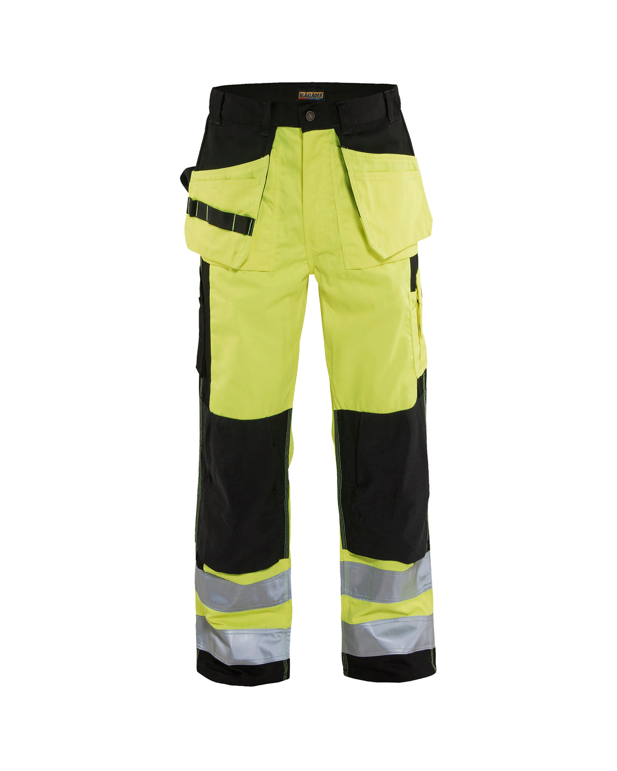 Men's Blaklader Hi-Vis Work Pant in Yellow/Black High vis from the front view