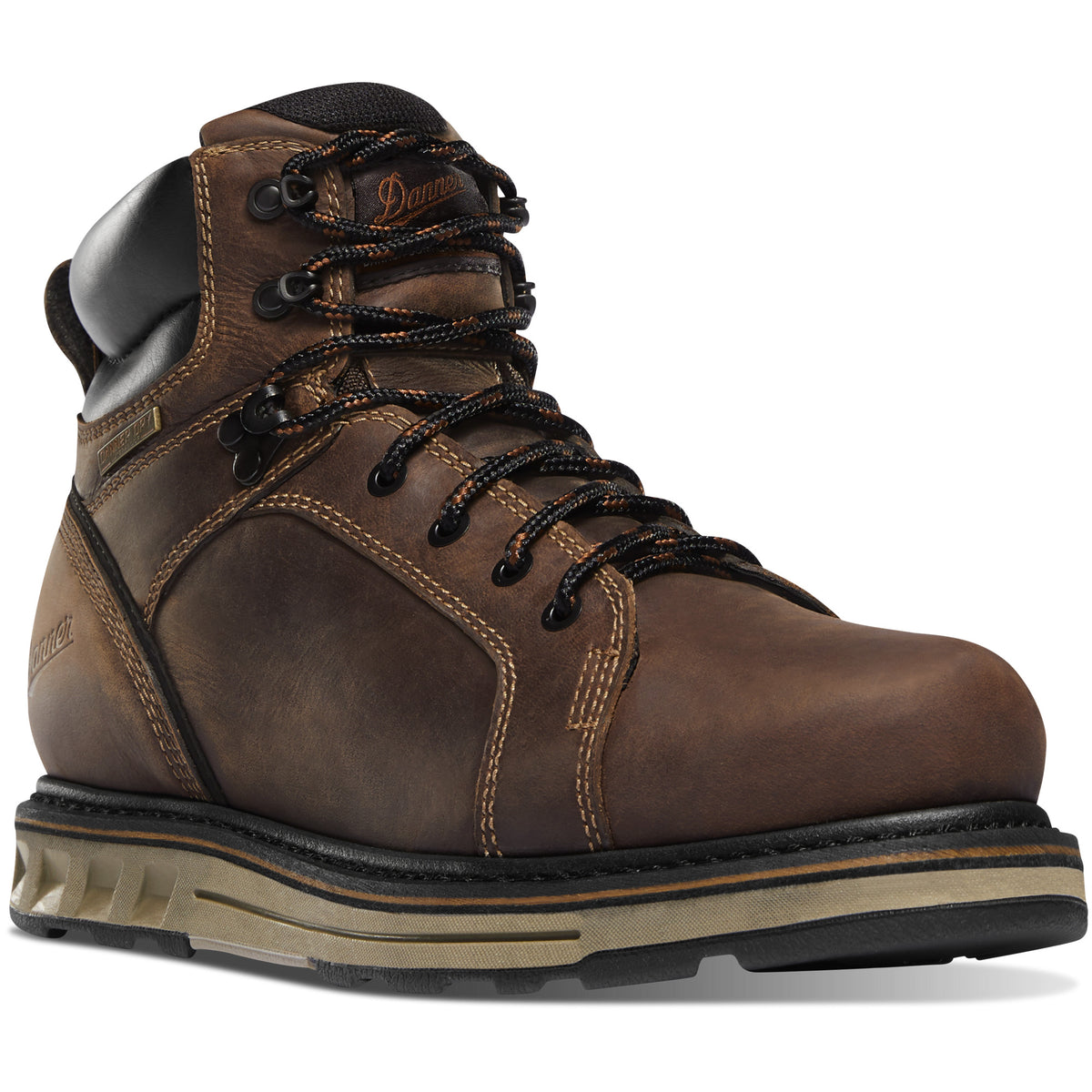 Danner Men's Steel Yard 6" Hot Wedge Steel Safety Toe Work Boot in Brown from the side