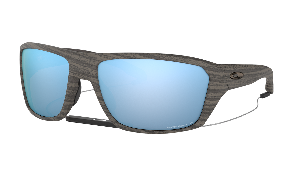 Men's Oakley Split Shot Sunglasses in Woodgrain Prizm Deep Water Polarized