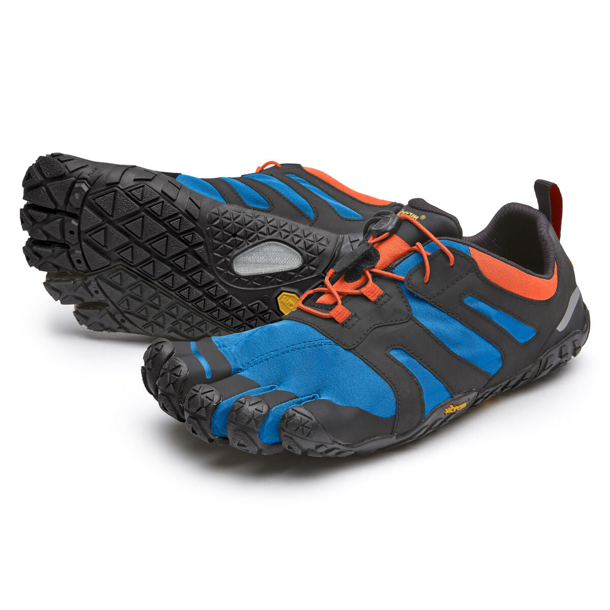 Men's Vibram Five Fingers V-Trail 2.0 Running Shoe in Blue/Orange from the front