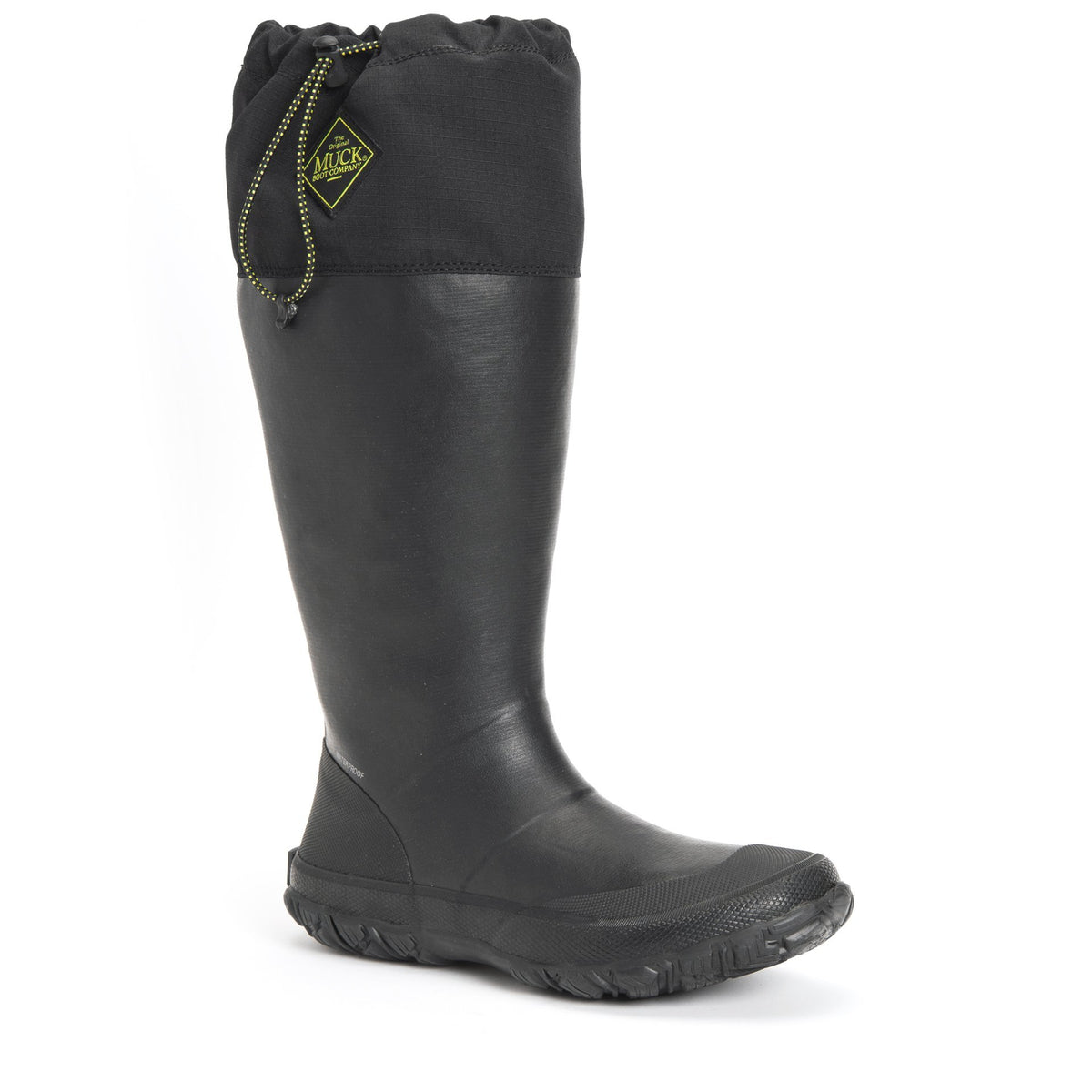 Unisex Muck Boot Forager Tall Waterproof Boot in Black view from the side