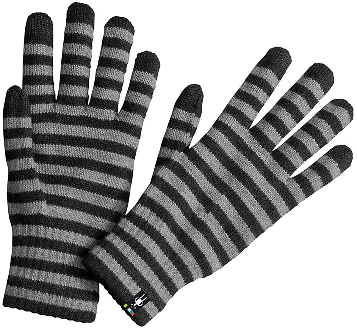 Unisex Smartwool Striped Liner Glove in Black from the front