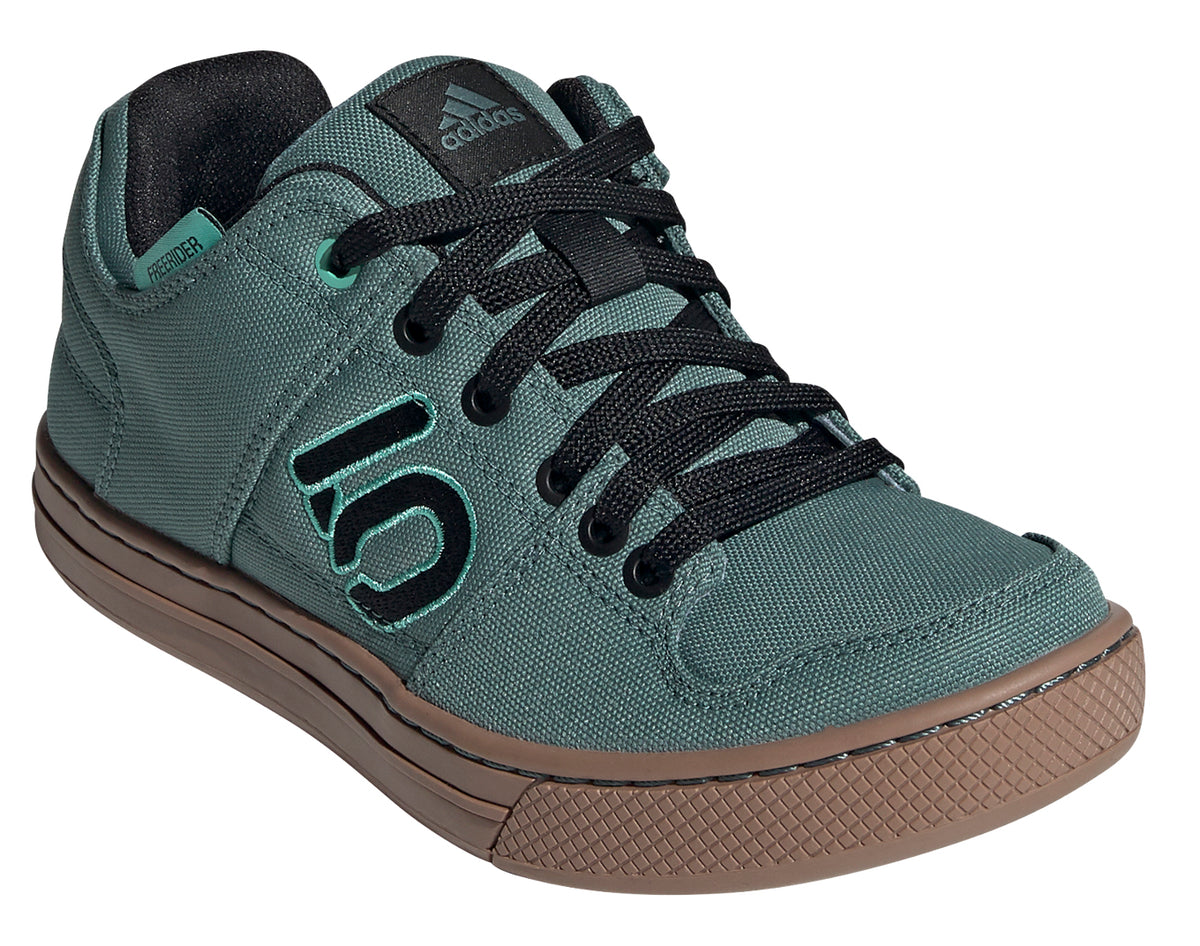 Women's Adidas Five Ten Freerider Primeblue Mountain Bike Shoe in Acid Mint/Hazy Emerald/Core Black from the front