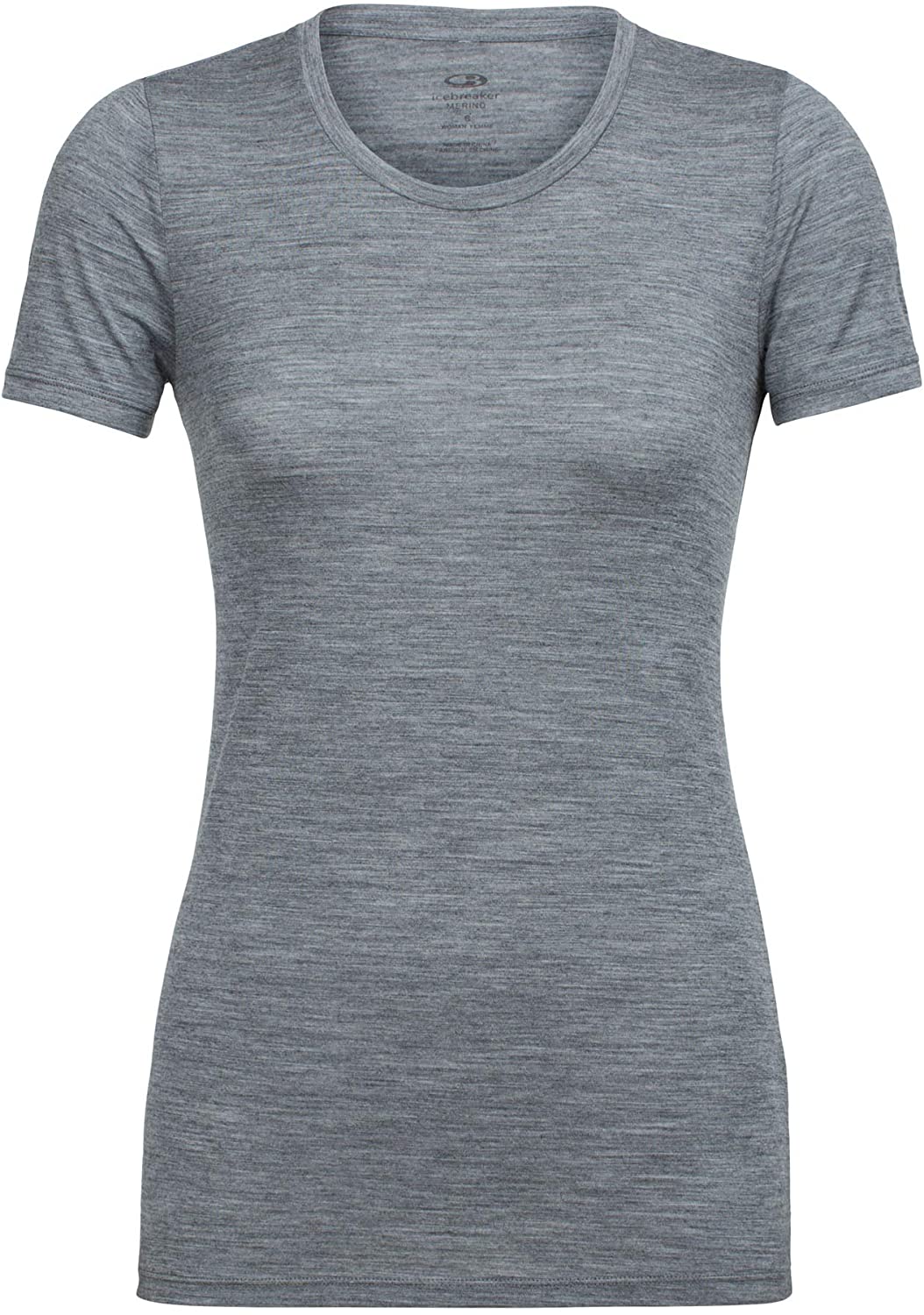 Women's Icebreaker Merino Tech Lite Short Sleeve Low Crewe T-Shirt in Gritstone Heather from the front