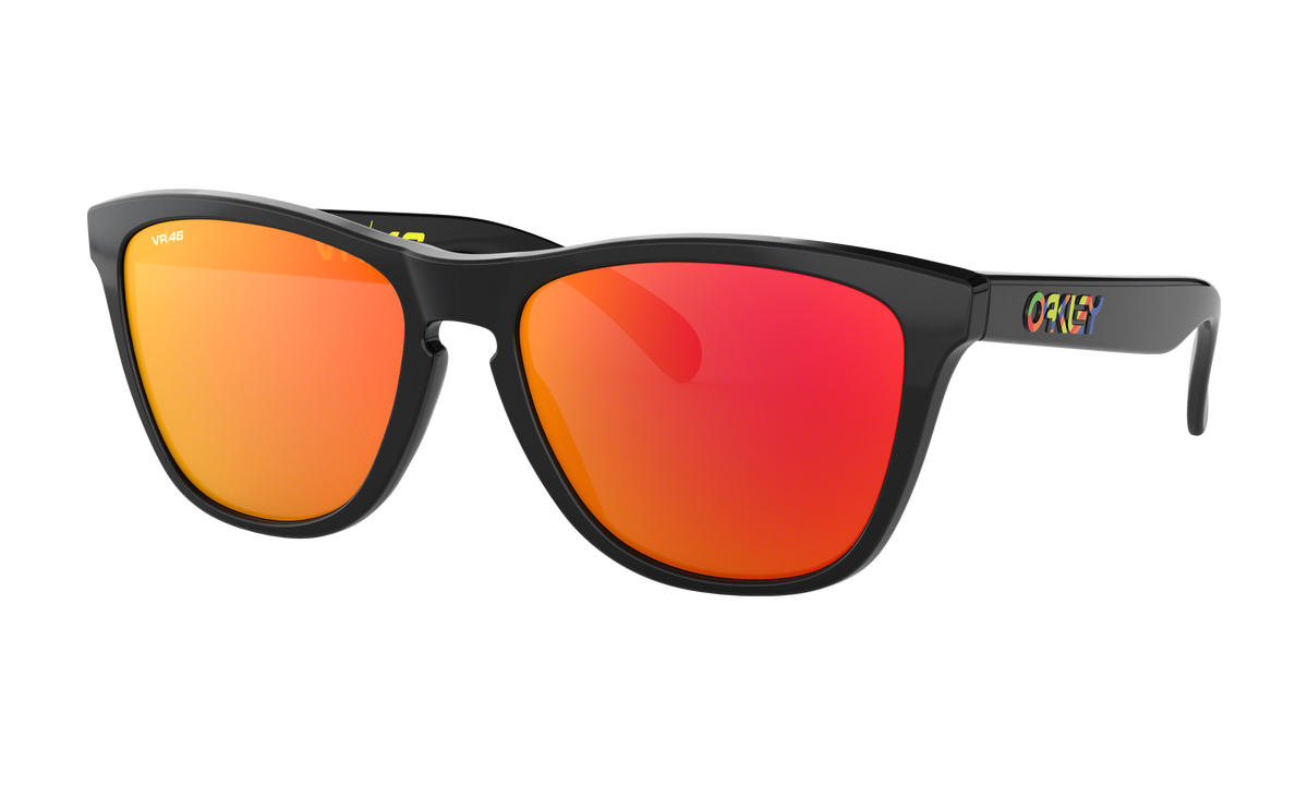 Women's Oakley Frogskins Sunglasses in Polished Black Prizm Ruby
