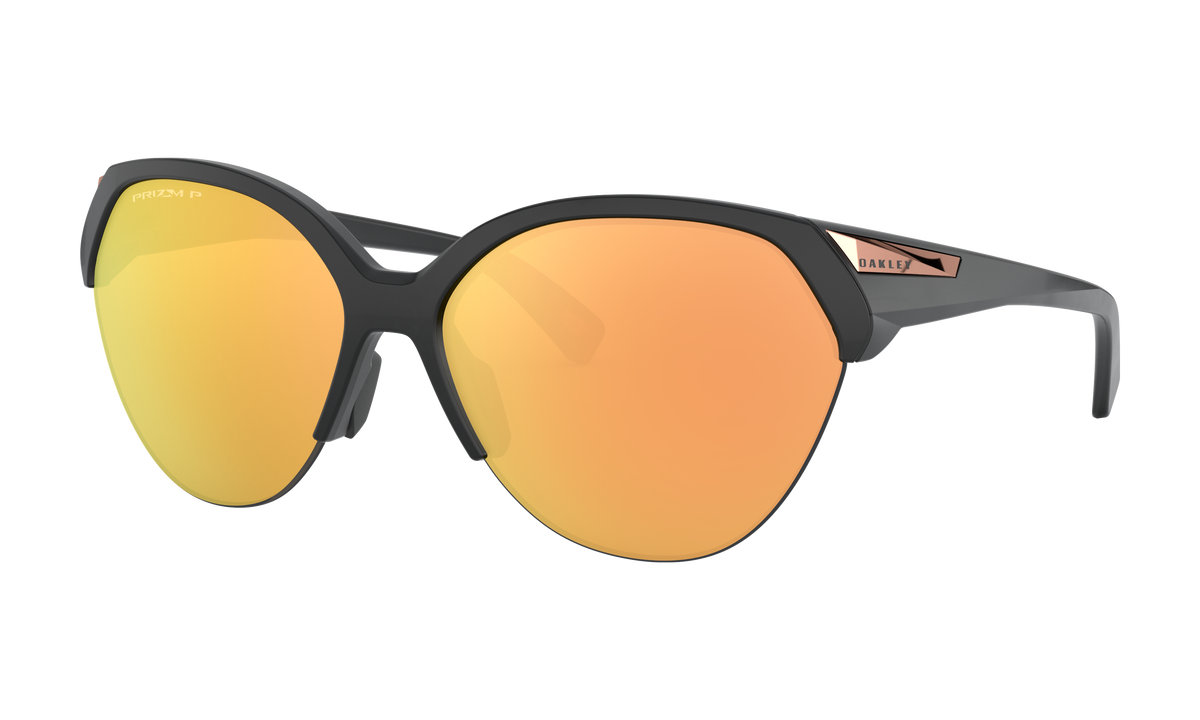 Women's Oakley Trailing Point Sunglasses in Matte Black Prizm Rose Gold Polarized
