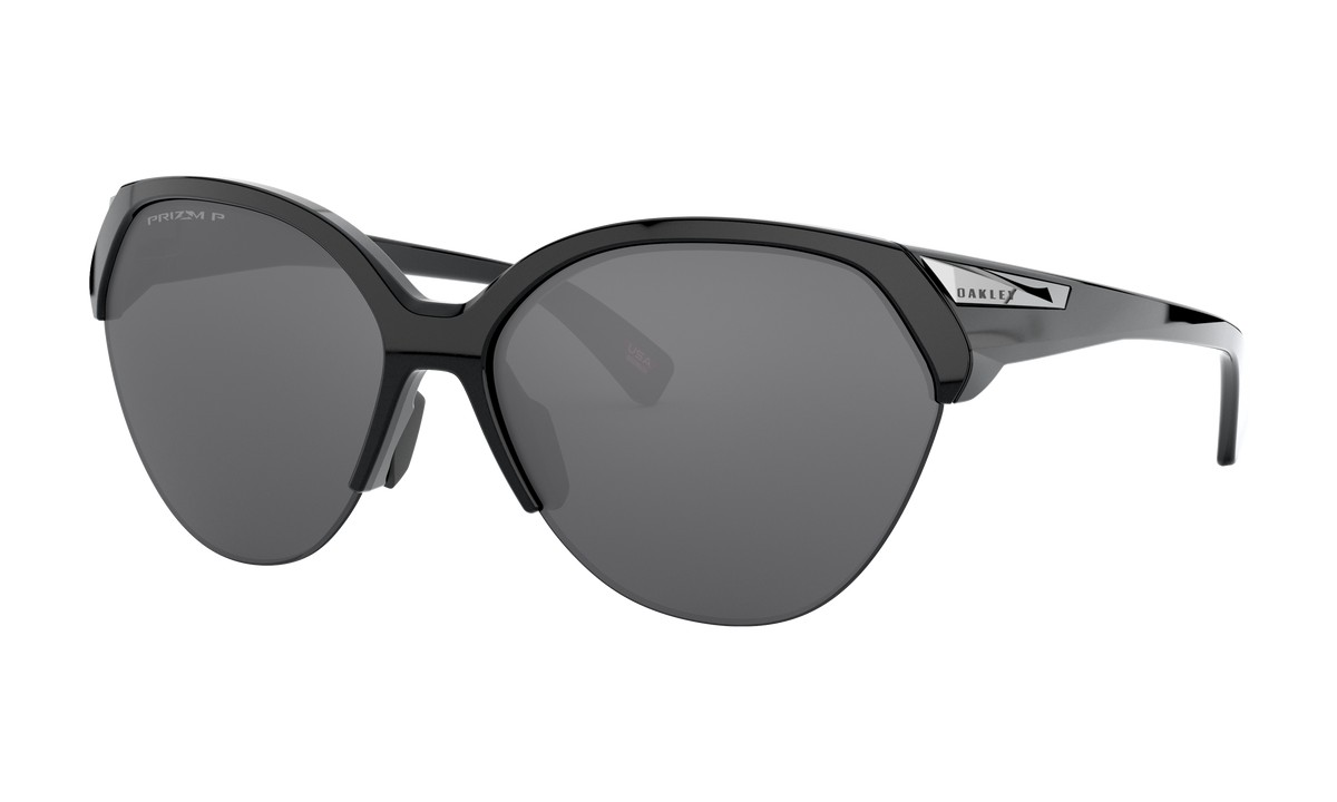 Women's Oakley Trailing Point Sunglasses in Polished Black Prizm Black Polarized