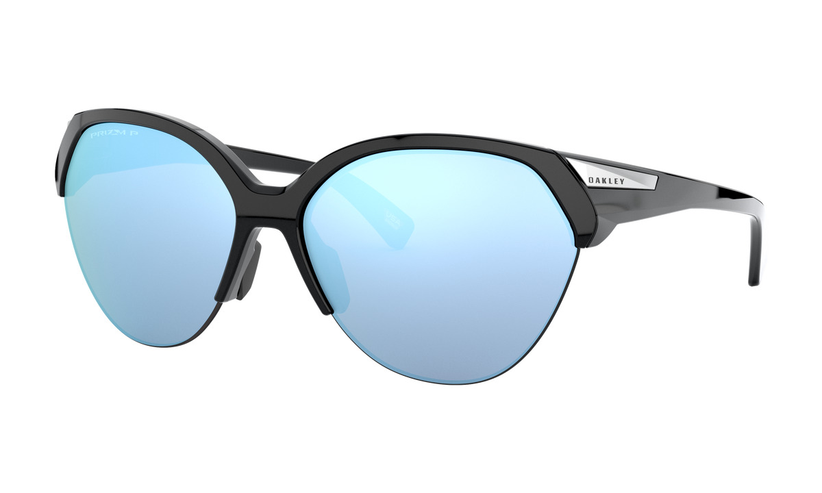 Women's Oakley Trailing Point Sunglasses in Polished Black Prizm Deep Water Polarized