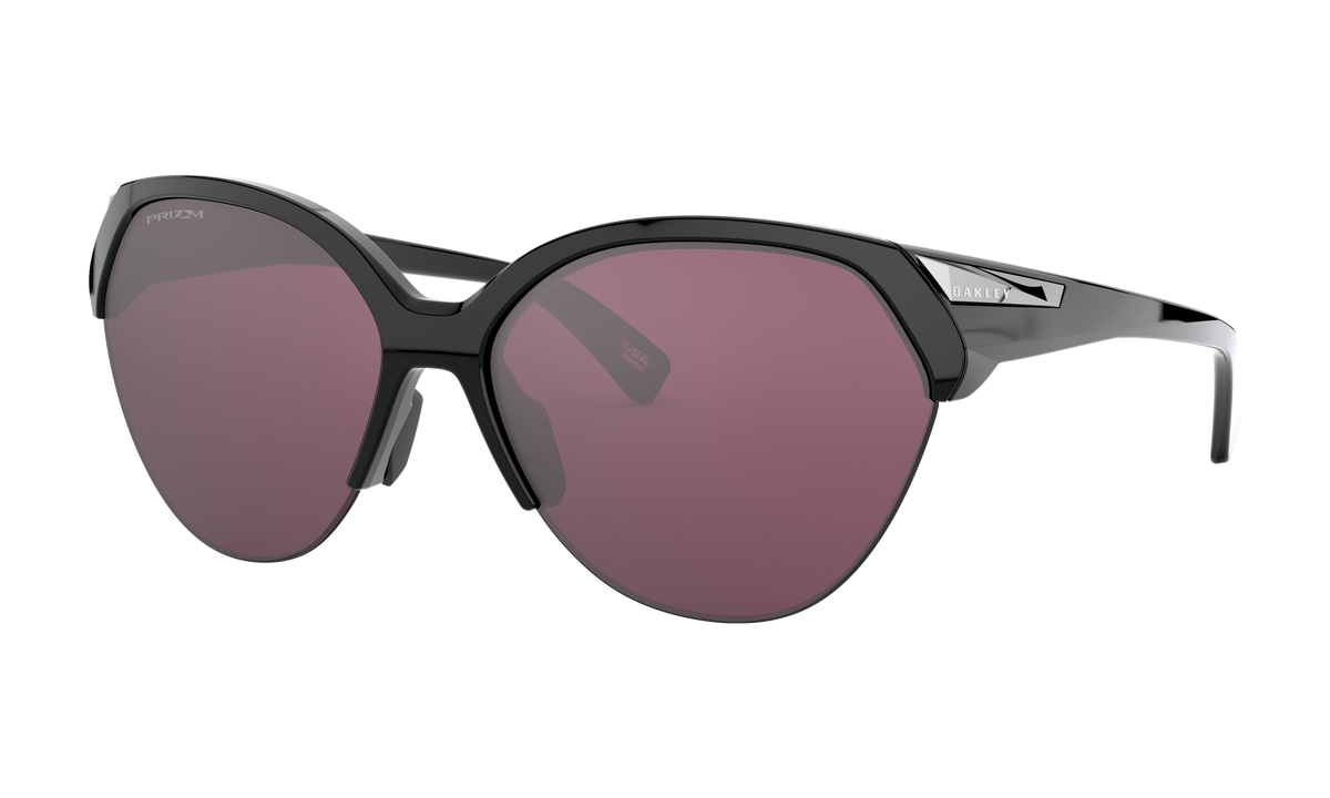 Women's Oakley Trailing Point Sunglasses in Polished Black Prizm Road Black