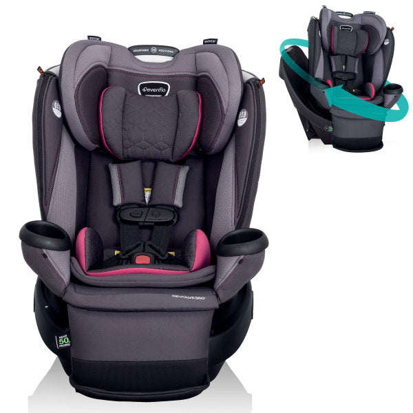 evenflo rear facing infant car seat Evenflo Revolve360 Extend Rotational All-in-One Convertible Car Seat with Quick Clean Cover