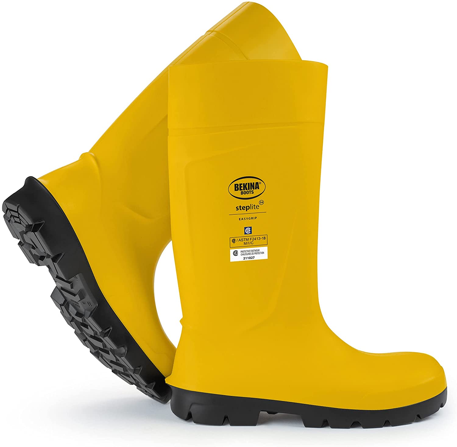 Steplite Easygrip S4 Metal Safety Toe Cap Work Boots in Yellow/Black from the side view