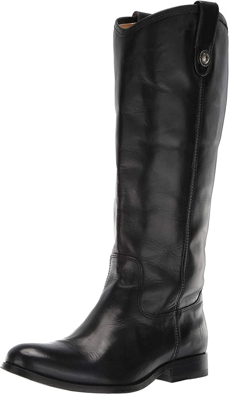 Women's Melissa Button Lug Tall Knee High Boot Black from front view