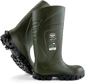 Steplitex Solidgrip S5 Non Metalic Toe Cap and Kevlar Sole - Eh Work Boots in Green/Black from the side view