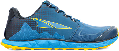Altra Men's Superior 4.5 Trail Running Shoe in Blue/Yellow Side View