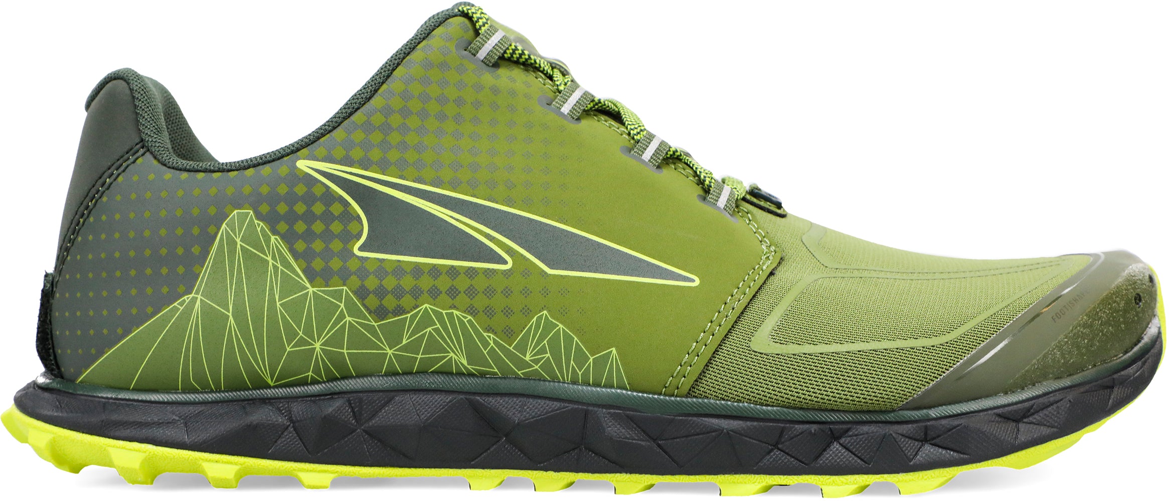 Altra Men's Superior 4.5 Trail Running Shoe in Green/Lime Side View