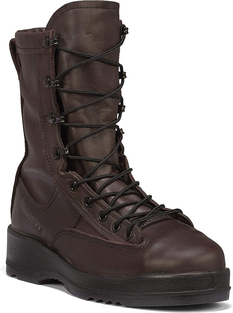 Belleville Men's 330ST 8" Wet Weather Steel Toe Flight Boot in Chocolate Brown Side Angle View