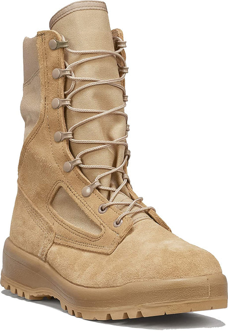 Belleville Men's 390DES 8" Hot Weather Combat Boot in Tan Side Angle View