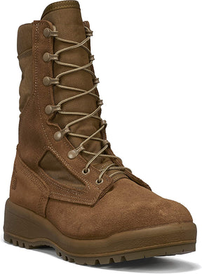 Belleville Men's 550ST 8" USMC Hot Weather Steel Toe Boot (EGA) in Mojave/Olive Green Coyote Side Angle View