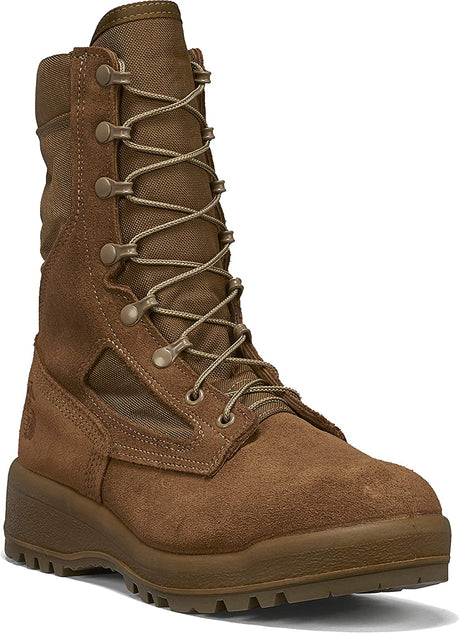 Belleville Men's 590 8" USMC Hot Weather Combat Boot (EGA) in Mojave/Olive Green Coyote Side Angle View