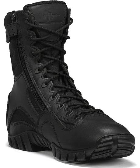 Tactical Research Men's TR960Z Khyber 8" Hot Weather Lightweight Side-Zip Tactical Boot in Black Side Angle View