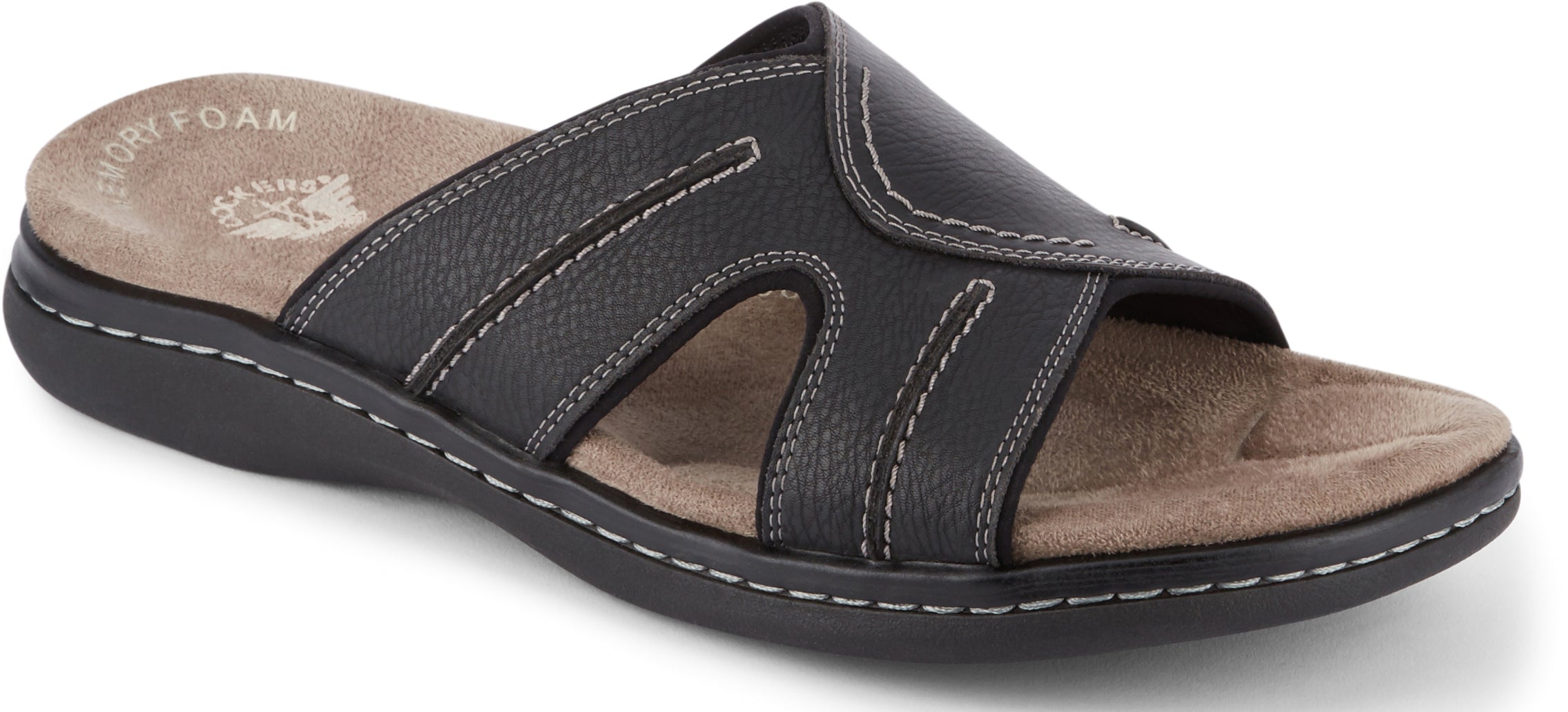 Dockers Footwear Men's Sunland Slide Sandal in Black Side Angle View