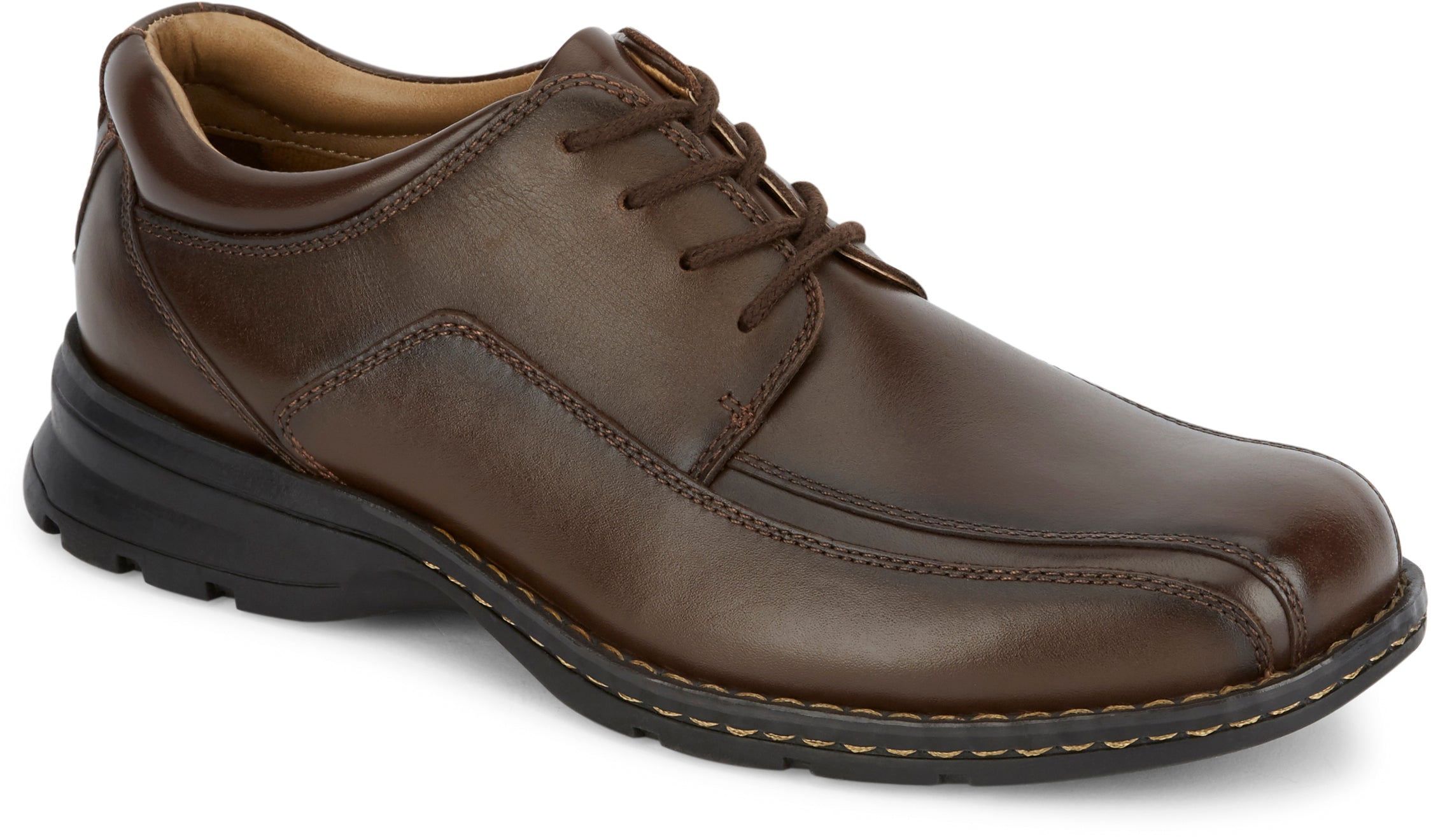 Dockers Men's Trustee Dress Oxford Shoe in Dark Tan from the side 