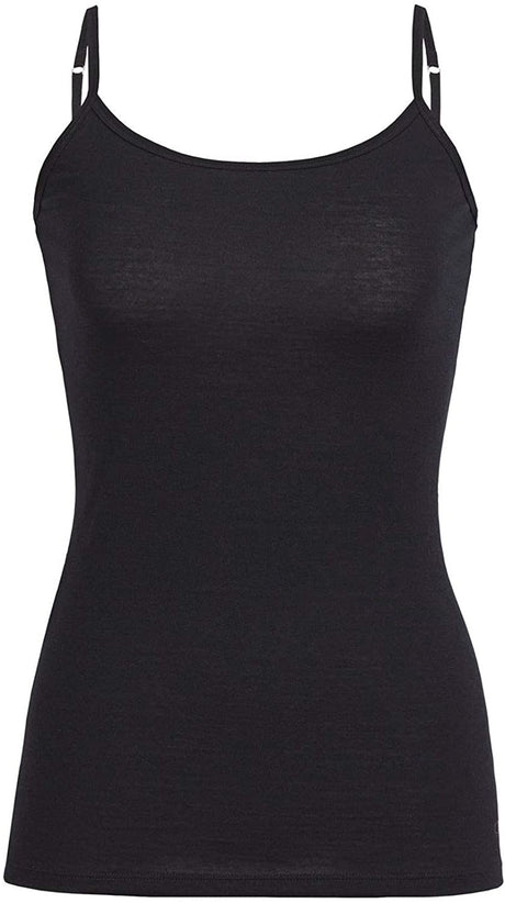 Icebreaker Merino Women's Siren Cami Singlet in Black from the front