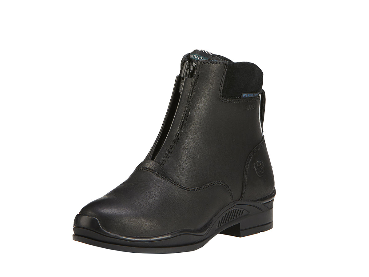 Kids' Ariat Extreme Zip Waterproof Insulated Paddock Boot in Black from the front