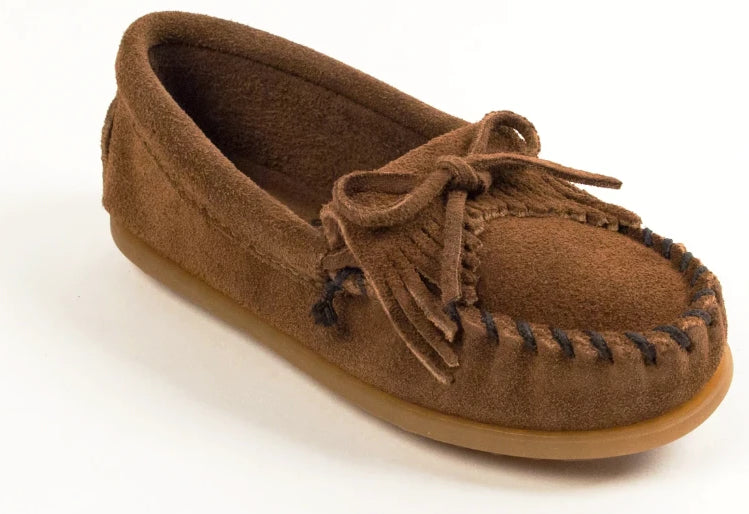 Kilty Hardsole Moccasin in Dusty Brown from 3/4 Angle View
