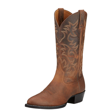 Men's Ariat Heritage R Toe Western Boot in Distressed Brown