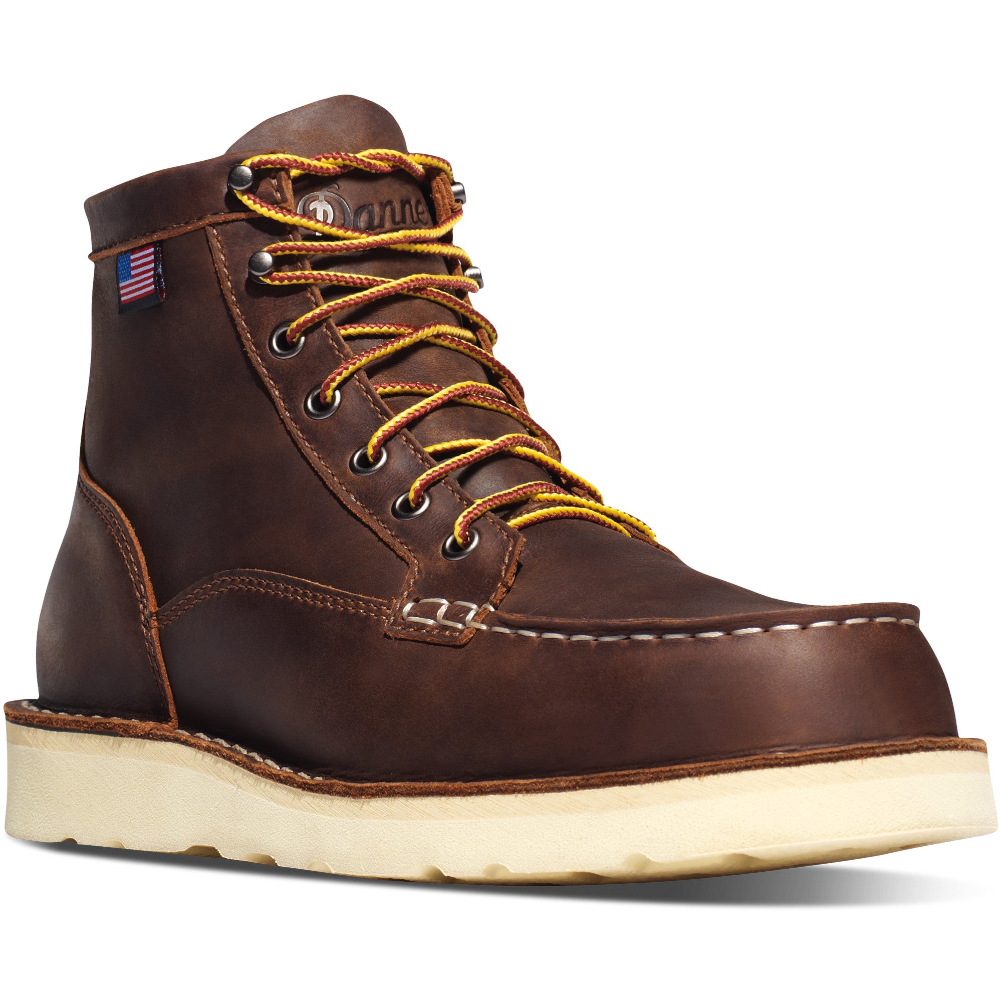 Bull Run Moc Toe 6" Work Boot in Brown color from the side view