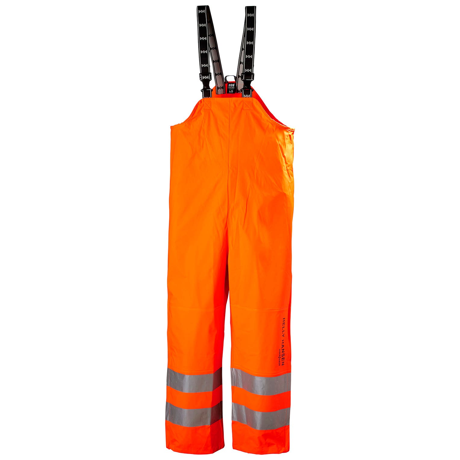 Helly Hansen Men's Alta Hi Vis Class 2 Rain Bib in HV Orange from the front