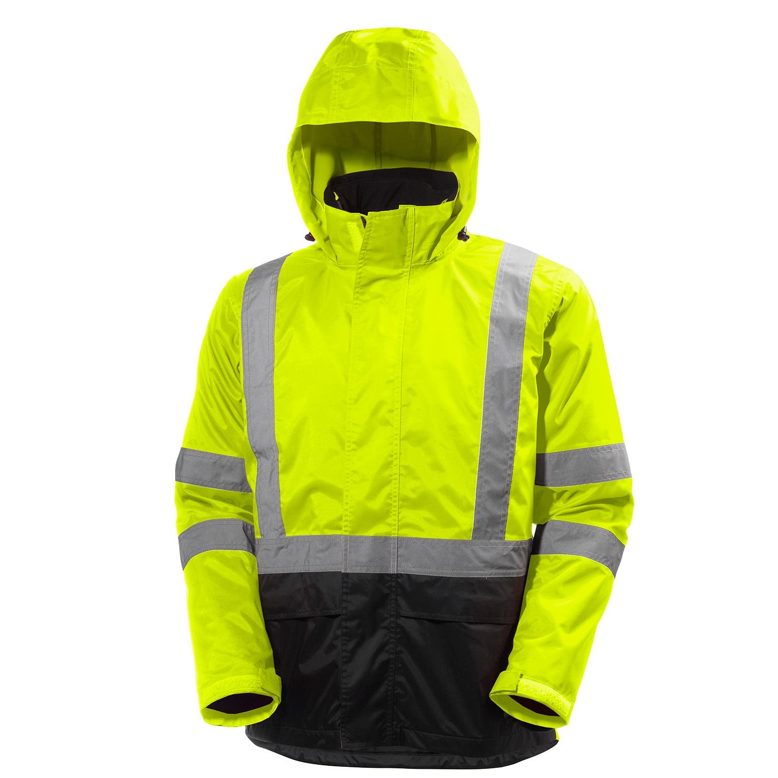 Helly Hansen Men's Alta Hi Vis Class 3 Shell Jacket in HV Yellow/Charcoal from the front
