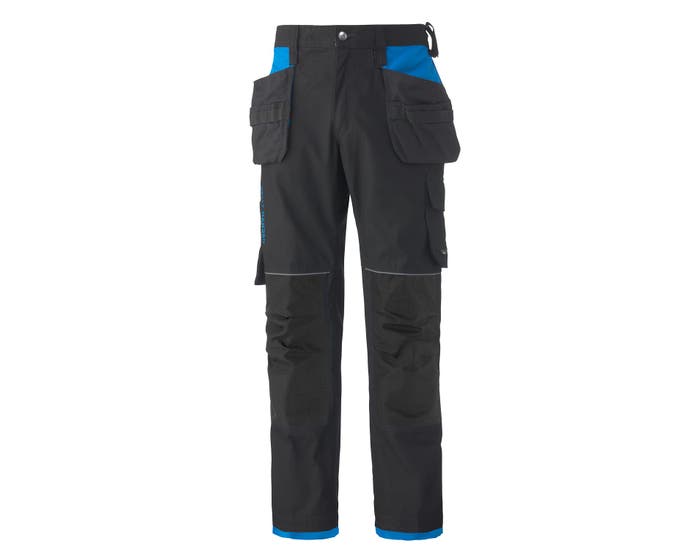 Helly Hansen Men's Chelsea Construction Na Pant in Black/Racer Blue from the front
