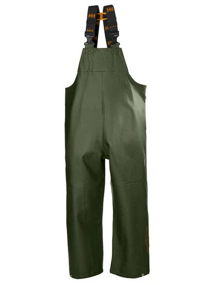 Helly Hansen Men's Gale Rain Bib in Army Green from the front